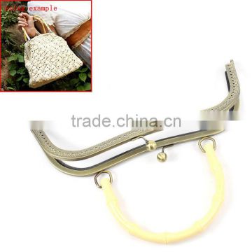 Metal Frame Kiss Clasp Arch For Purse Bag Antique Bronze Ivory Acrylic Handle 27x11cm(Open Size 27x19.5cm),1 pc,8seasons