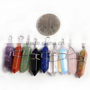 Gemstone Beads Healing Point Chakra Reiki Rock Crystal Pendant For Necklace