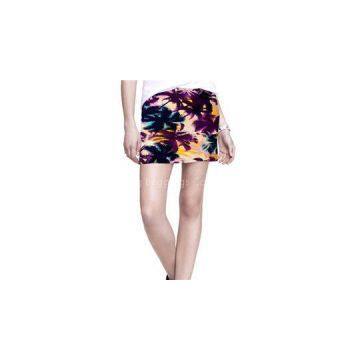 Purple Palm Tree Print Mini Skirt