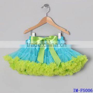 Latest Skirt Design Pictures Infant Baby Girls Aqua Lime Fluffy Tulle Ruffle Tutu Pettiskirts IM-FS006