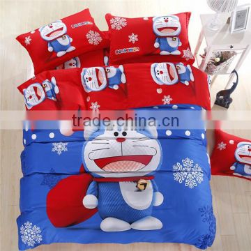 2016 Latest Doraemon bedding set 100% cotton cartoon bedding set Sheet + Quilt + Pillowcase for Children