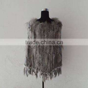 SJ489-02 Brazil Free Size Rabbit Racoon Poncho Shawl with Pocket