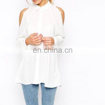 CHEFON Cold shoulder blouses pictures of women with sheer blouses