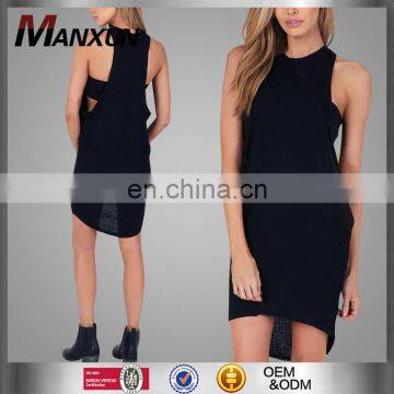 One Piece Summer Style Sexy Dresses Sleeveless Thin Ribbed High Neck Muscle Ladies Tank Dress