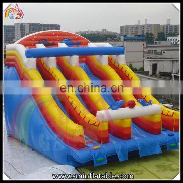 Promotion inflatable dolphins water slide, dual lane water slide for event