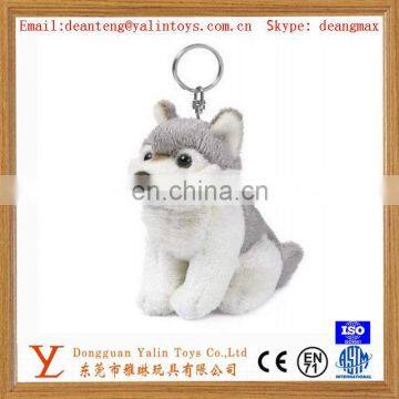 Realistic mini stuffed animated animal toys plush wolf keychain toys