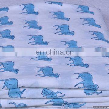 Jaipur Hand Block Printed Fabric Sanganeri Print 100% Cotton Handmade Bull Fabric