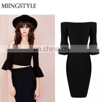 Wholesale high quality rayon fashion celebrity dresses two pieces set evening dress bandage dress