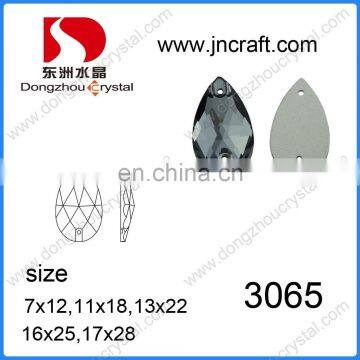 Pear shaped flat back crystal sew on glass stones for clothes decoration