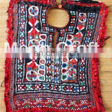 Indian Vintage Handmade Banjara Neck Yoke- vintage mirror work and embroidery patch -Traditional Yock Neck Patches