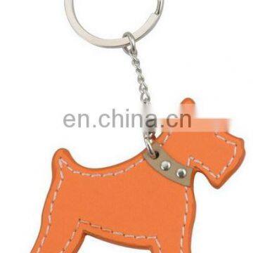 custom dog PU leather embrossed key ring with your own logo