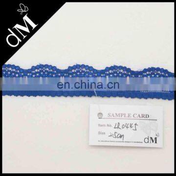 Magnetic scalloped elastic blue lace trim for dress