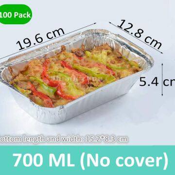 100 Pack 700 ML Disposable Aluminum Foil Pans (No Cover),Thick Aluminum Foil Pans/Box for Cooking,Baking,Storage