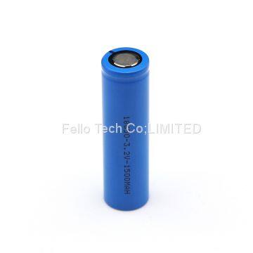 LF18650 3.2V 1500mAh LiFePO4 cell used for solar street light, solar power bank etc