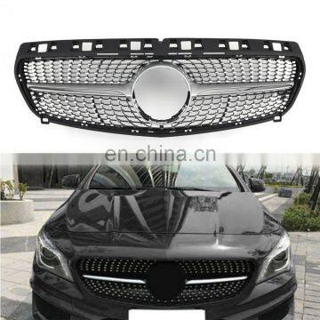 Fit 13-15 Front Grille Diamond Silver for Mercedes Benz CLA-Class W117