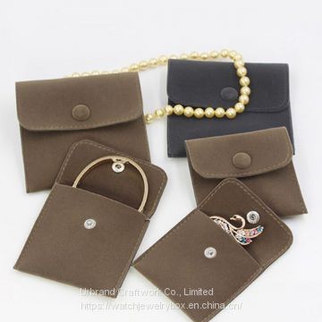 Custom Silver Gold Logo Earring Necklace Bracelet Watch Jewelry Envelope Velvet Pouch With Button