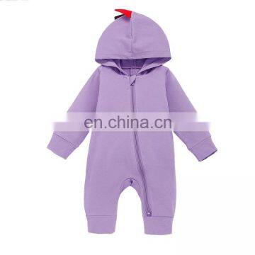 RTS Spring and autumn cute dinosaur hooded zip-up baby romper