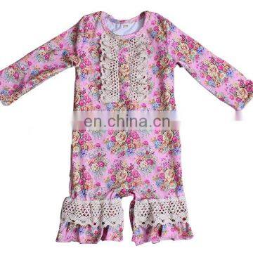 Boutique floral ruffle organic baby romper