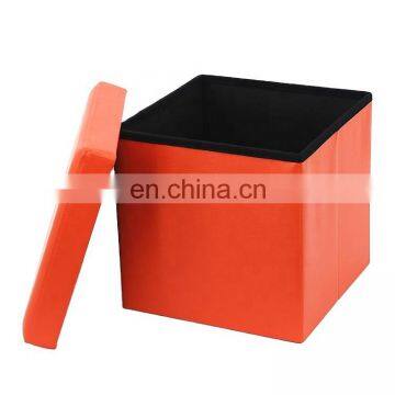 RTS Modern PVC Leather Folding Sitting Living Room Storage Stool Ottoman Box