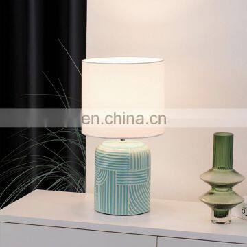 Nordic Modern Handmade Ceramic Bedside Lamp Wholesale Cheap Blue Ceramic Table Lamp photo-2