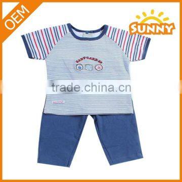 Wholesale Lovely Striped cotton Baby Boy Clothing Set