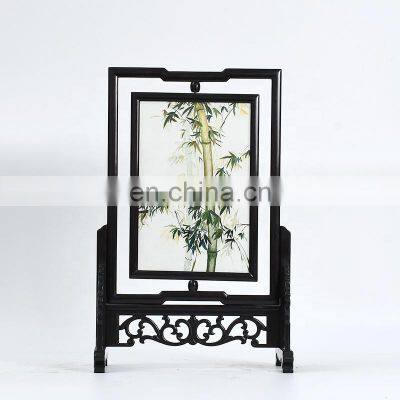 Chinese Style Craft Gift Square Screen Dual-faced Silk Embroidered Drawing Furnishing Ornaments With A Wooden Frame For Decoration photo-2