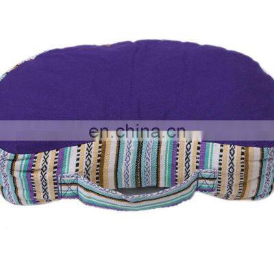 Half printed Indian manufacture half moon meditation cushion