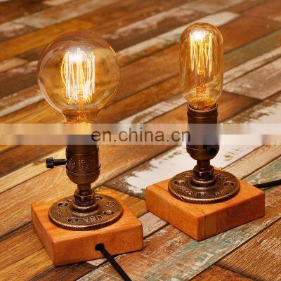 Lighting Fixture Vintage Industrial Table Lamp Edison Bulb Wooden Desk Lamp E27 Table Lamps For Bedroom