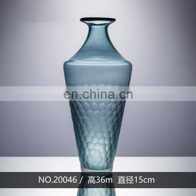 High Quality Decorative Green Handmade Transparent Glass Vase Centerpiece For Home Decor Clear Decoration photo-4