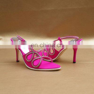 ladies back strap jewelry heel sandals shoes lady decorated pink color heels shoe