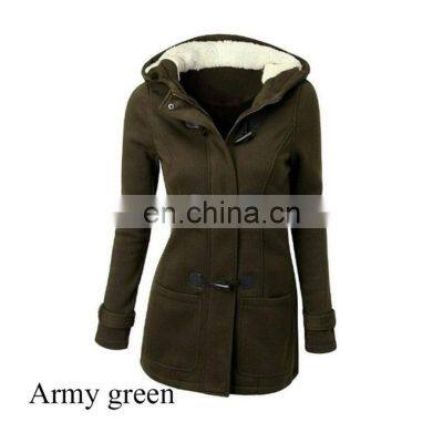 Manufacturer Wholesale Hooded Mid-length Women's Coat With Horns Buckle Plus Size Coat photo-3