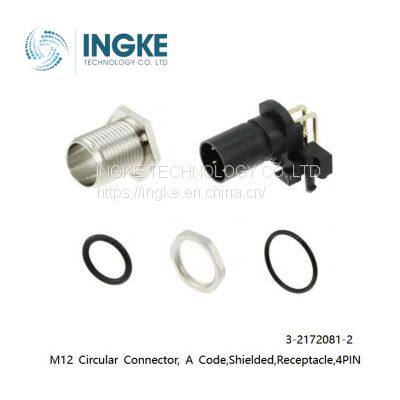 3-2172081-2, M12 Circular Connector, A Code,Shielded,Receptacle,4PIN,INGKE