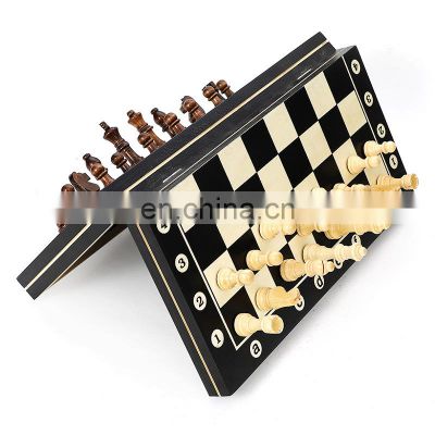 Internationall Wooden Chess Foldable Magnetic Chess Board Set