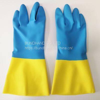 Bicolor Neoprene and Latex Industrial Work Gloves photo-3