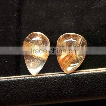 Rutile Quartz Cabochon Gemstone / Yellow Rutile Cabs Stone / Wire Wrapped Pendant