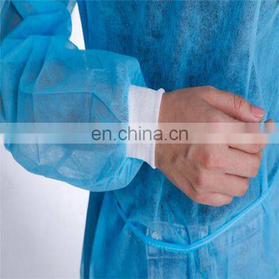 Disposable Cheap Knit Cuff Hospital Isolation Gown Blue Yellow PPE Gowns