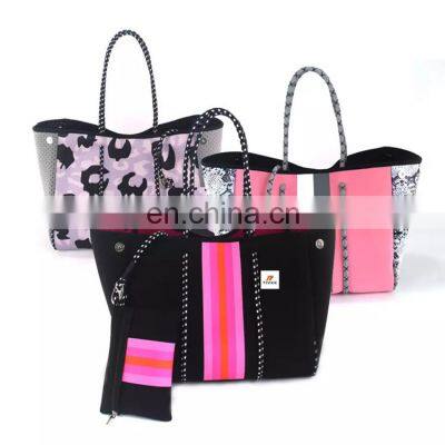 Amazon Hot Selling High Quality Women Girls Handbag Fashion Neoprene Tote Bag Large Beach Pool Gym Tote Bag Travel Tote Bag