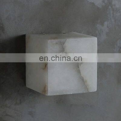 Art Deco Wall Mounted Lamp Brass Sconce Alabaster Wall Light for Hotel photo-5