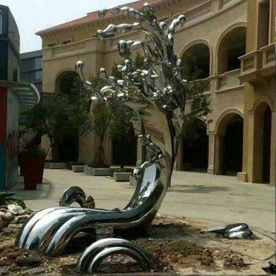 Customized Wave Sculpture Outdoor Square Theme Decoration Stainless Steel Sculpture photo-3