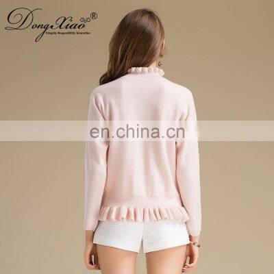 Custom Ruffled Collar Sweaters 100 % Cashmere Knitted Sweater Women photo-6