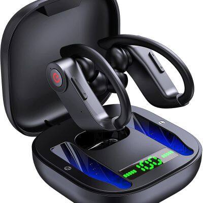 TWS Bluetooth 5.0 Wireless Earphones 6D Stereo Sports ear hook Headphones Waterproof Earbuds Power Display  Q62