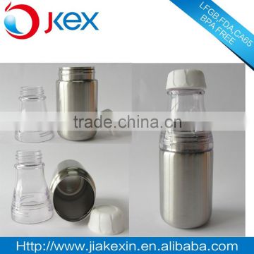 Lovely stainless steel inner soda milk bottle , two section stainless steel water bottle