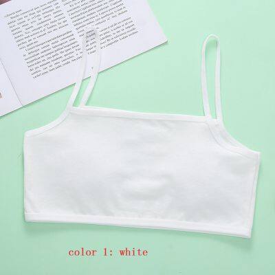 New Girls Solid Color Camisole Vest Wrapped Around the Chest, Single-layer Cotton Underwear During Development Period