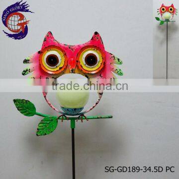 metal decorative owls with glow in dark stick