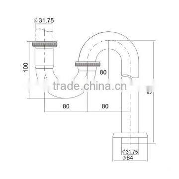 Decorative 1 1/4" Inch Kitchen S-Trap Chrome Plated Brass Trap Sink Basin S-Trap photo-2