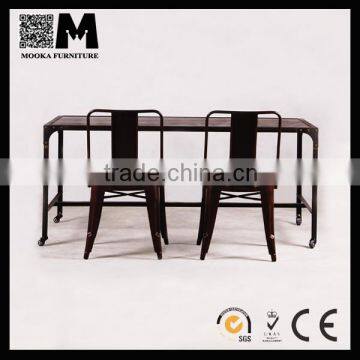 European antique style industrial shelf series furniture Varnish dining table