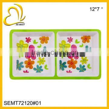 Melamine dip & chips tray, 2 sections melamine tray