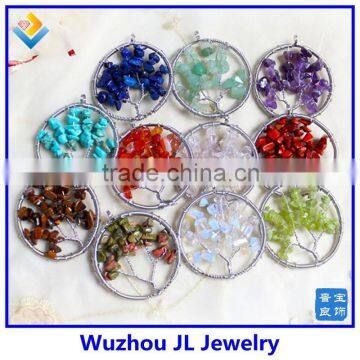 Latest Crystal Fashion crystal stone tree of life charmstree of life pendant necklace