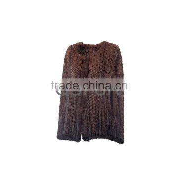 QD80558 Ladies Fashion Free Size Knitted Mink Fur Shawl