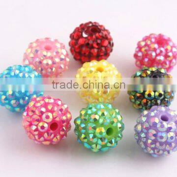 Colorful Mix Color Resin Rhinestone Ball Beads for Chunky Necklace Jewelry, Custom Design Accept Wholesales Cheap 10mm to 40mm